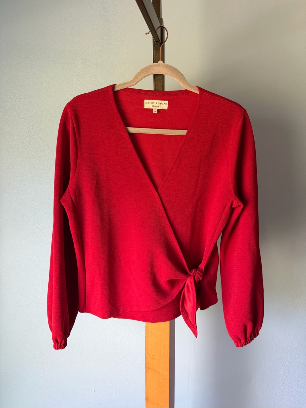 Madewell Texture & Thread Red Wrap Knit Top med